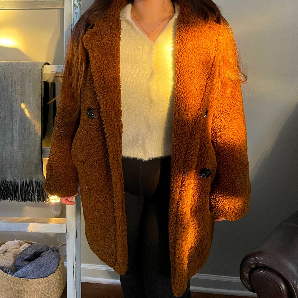 Cute Sherpa Coat in Brown